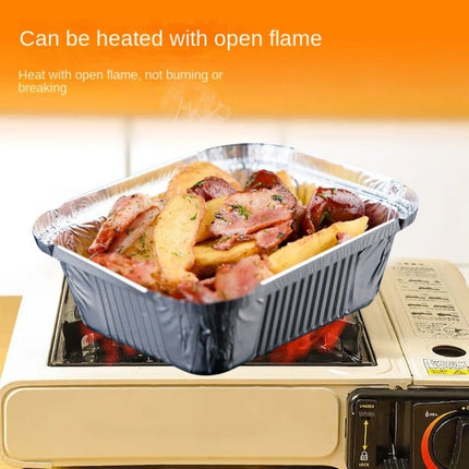 20Pcs Rectangle Disposable Aluminum Foil Air Fryer Pans - BBQ Drip Pans & Food Packaging Trays, No-Cover Design for Baking, Roasting, Grilling, Meal Prep & Leftovers Storage