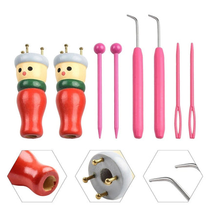 Wooden Spool Knitting Doll Set – 2-Piece French Knitting Tool Kit for Beginners