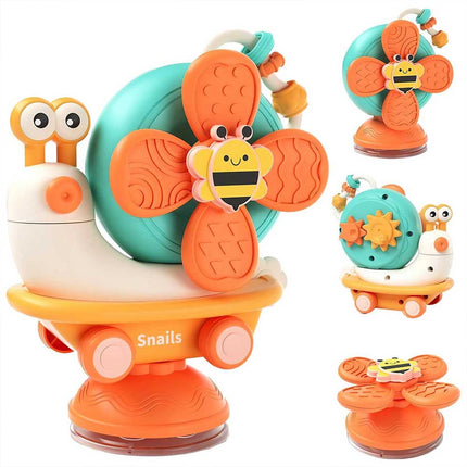 4 in 1 Baby Fidget Spinner Snail Windmill Set Suction Cup Infant Fun Bath Toy