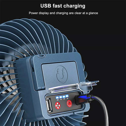 Portable Solar 1200mAh Outdoor Camping Fan LED Light Tent Lantern USB Rechargeable W/ Hook