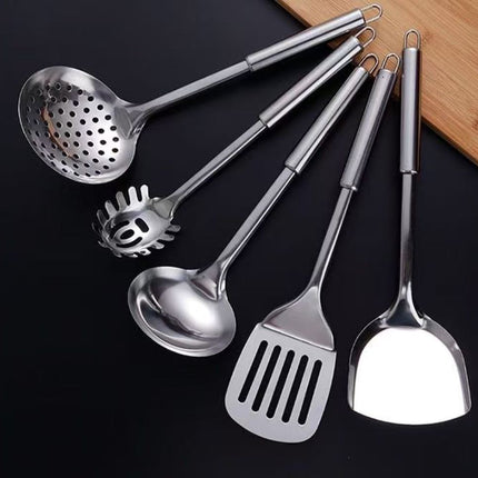 10PCS Stainless Steel Cookware Set with Cooking Utensils & Serving Spoons