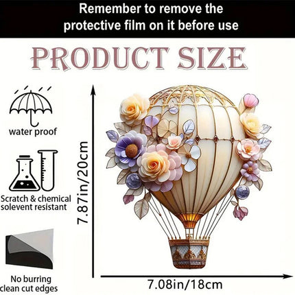 2D Acrylic Flat Hot Air Balloon Hanging Lantern, Outdoor Garden Decor