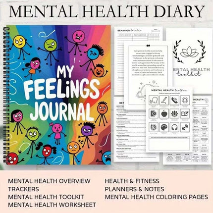 120 Pages Mental Health Notebook Journal, My Feeling Journal, Mood Tracking Diary