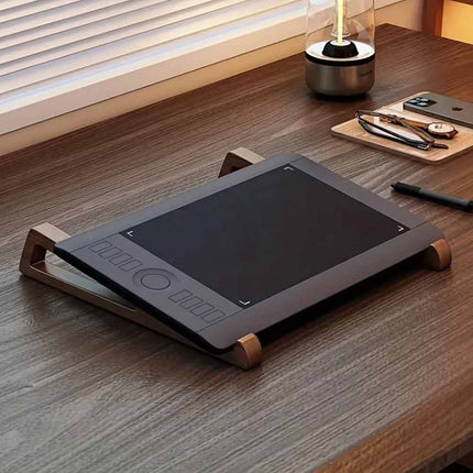 2x Portable Foldable Wooden Laptop Stand - Ergonomic 12° Adjustable Angle
