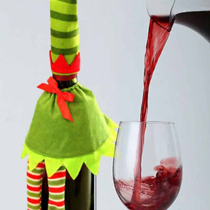 4 Pack Christmas Santa Hat Bottle Toppers, Wine Bottle Covers, Xmas Table Festive Decoration