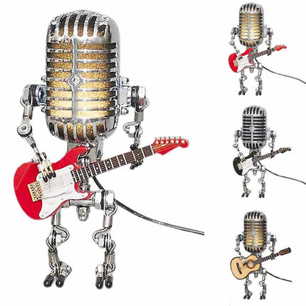 Microphone Robot Lamp with Guitar Lights Table Desktop Decorations USB Charging