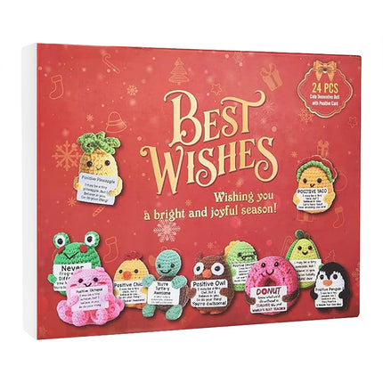 2D Acrylic Advent Calendar: 24 Positive Crochet Animals Xmas Countdown Gift