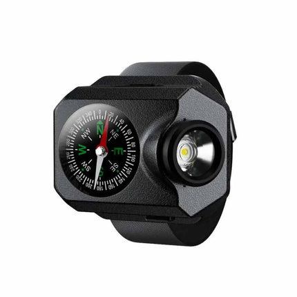 Mini Camping 2in1 Wrist Light Compass Outdoor LED Running Light USB Rechargeable