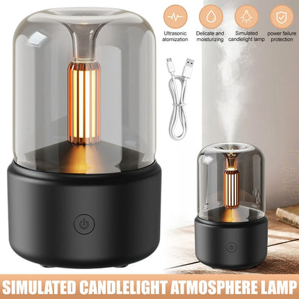 Black Vintage Style USB Plug-In Candlelight Aroma Diffuser and Humidifier 120ml
