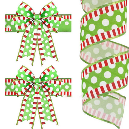 4pcs Grinchs Ribbon Wired 2.5In 4 Roll 20Yards Christmas Ribbon Wreaths Bows DIY