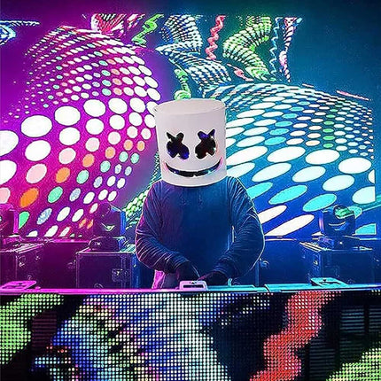 Marsh Mello-DJ Face Mask Helmet Cosplay Marshmallow Bar Music Party Costume Mask