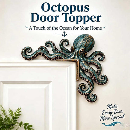 1 Pair Wooden Door Frame Decoration, Cute Octopus Sea Monster Statue, Home Wall Decor