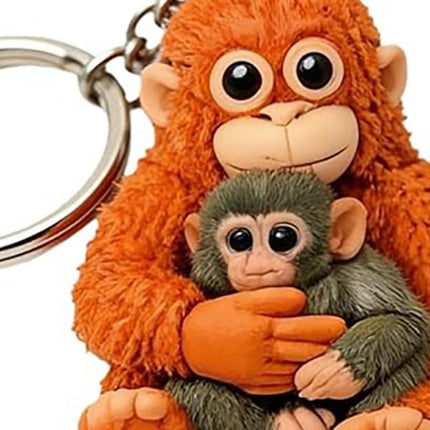 3D Printed Punch The Monkey Keychain, Cute Plush Hanging Pendant Key Ring