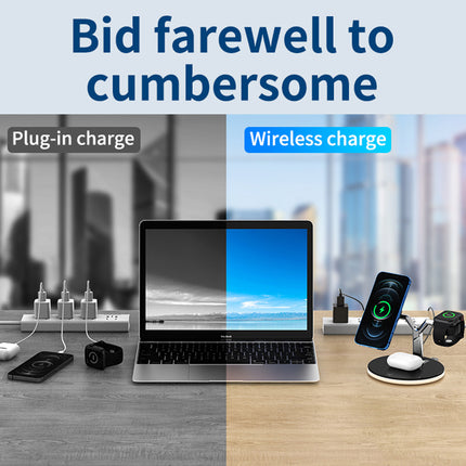 3‑in‑1 Wireless Charging Dock Station, Multi‑Device Wireless Charger for Smart Watch & Mobile Phone