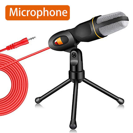 Desktop Condenser Microphone 3.5mm Jack Stand Recording Mic with Tripod For PC