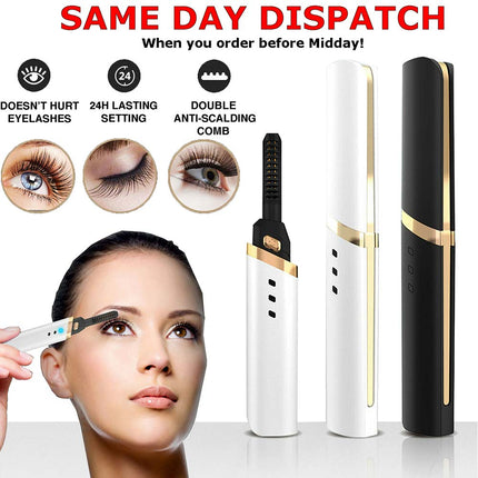 Electric Heated Eyelash Curler Battery Power Long Lasting Beauty Makeup Tool