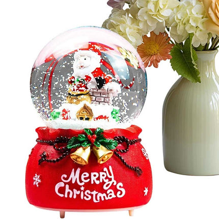 Christmas Santa Musical Snow Globe with Colour Changing LED Lights, Red Base, 12cm Indoor Festive Decor