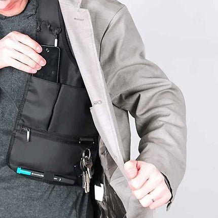 Anti-Pry Hidden Underarm Bag Leather Organizer Case for Tablet & Cards