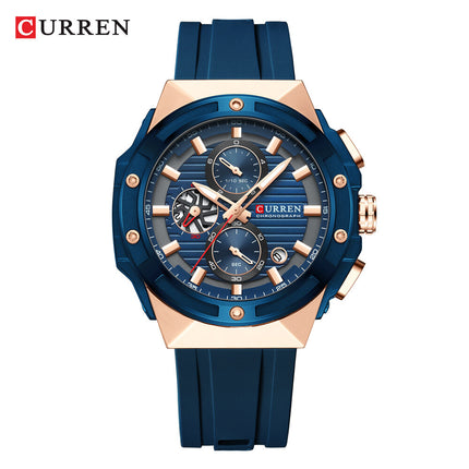 Men's Sports Quartz Wrist Watch with Calendar, Silicone Strap Casual Male Daily Watch