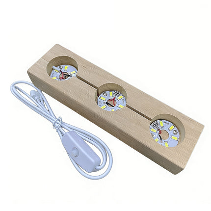 Crystal Glow Display Stand – 3 LED Lights, Wooden Base