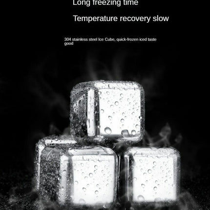 Stainless Steel Ice Cubes Chilling Stones Rocks Reusable with Tong for Whiskey