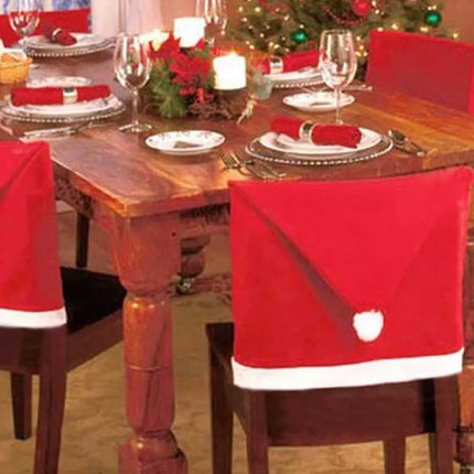 6x Christmas Chair Covers Dinner Table Santa Hat Home Decorations Ornaments Gift