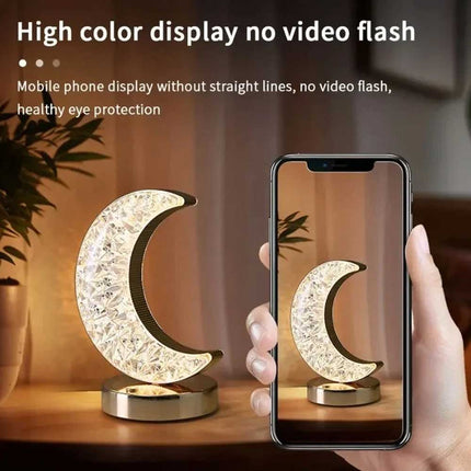 Moon LED Night Light, USB Rechargeable Crystal Table Lamp with Touch Control & Dimmable Brightness