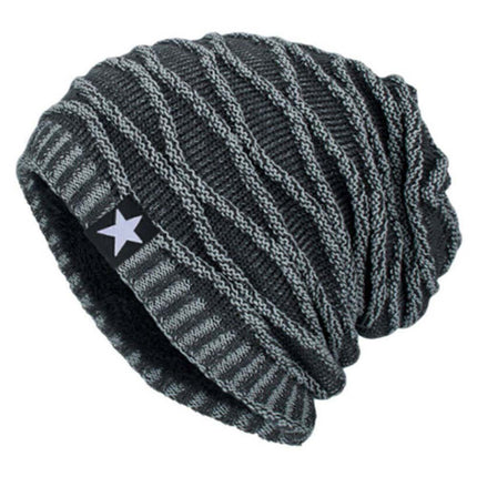 Men Knitted Thermal Slouch Beanie Hat Winter Fleece Lined Warm Skull Ski Cap