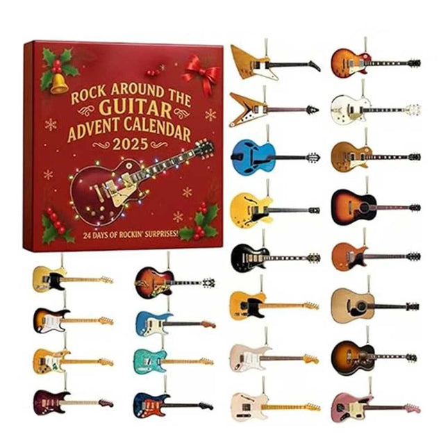 2025 Rock Around the Guitar Advent Calendar – 24 Days Christmas Countdown (2D Flat Design)