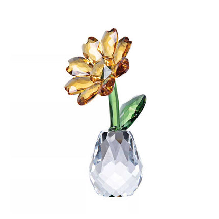 Crystal Sunflower Ornament Glass Flower Tabletop Decor