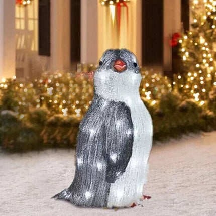 3X 26CM Christmas Penguin Light-Up Acrylic Figurine Garden LED Lamp Outdoor Decor