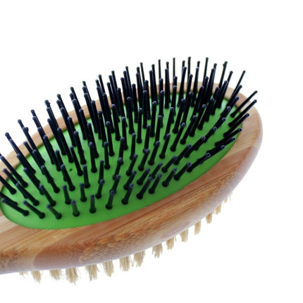 Double Sided Pin & Bristle Bamboo Brush for Dog Grooming