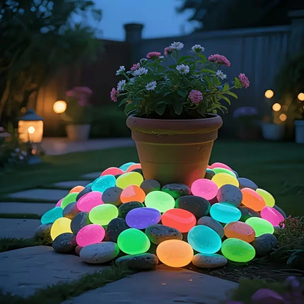 200PCS Glow In The Dark Pebbles, Luminous Garden Stones for Outdoor Yard Decor & Gift