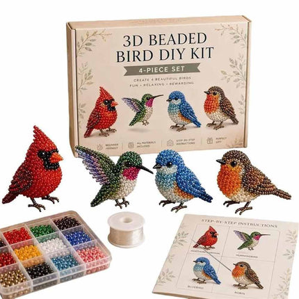 3D Beaded Animal DIY Craft Kit, Cute Animal Bead Embroidery Starter Set, Handmade Beading Project for Adults & Beginners