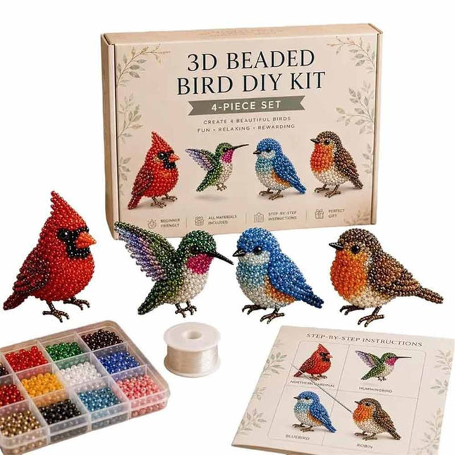 3D Beaded Animal DIY Craft Kit, Cute Animal Bead Embroidery Starter Set, Handmade Beading Project for Adults & Beginners