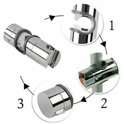Adjustable Bathroom Shower Riser Rail Head Holder Hose Slider Clamp Bracket
