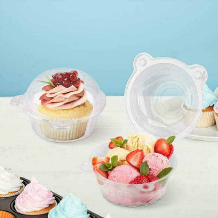 50PCS Clear Food Cupcake Cake Food Case Muffin Dome Takeaway Boxes Container