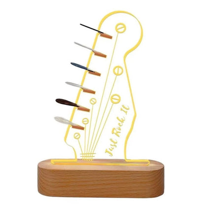 Wood Base Acrylic Guitar Pick Storage Rack LED Light Up Pick Holder