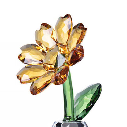 Crystal Sunflower Ornament Glass Flower Tabletop Decor