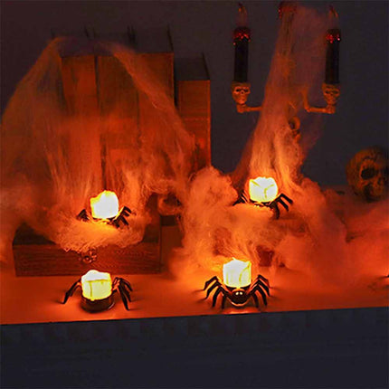 12PCS Halloween Spider Shape LED Lantern Flameless Lights Ornaments Party Decor