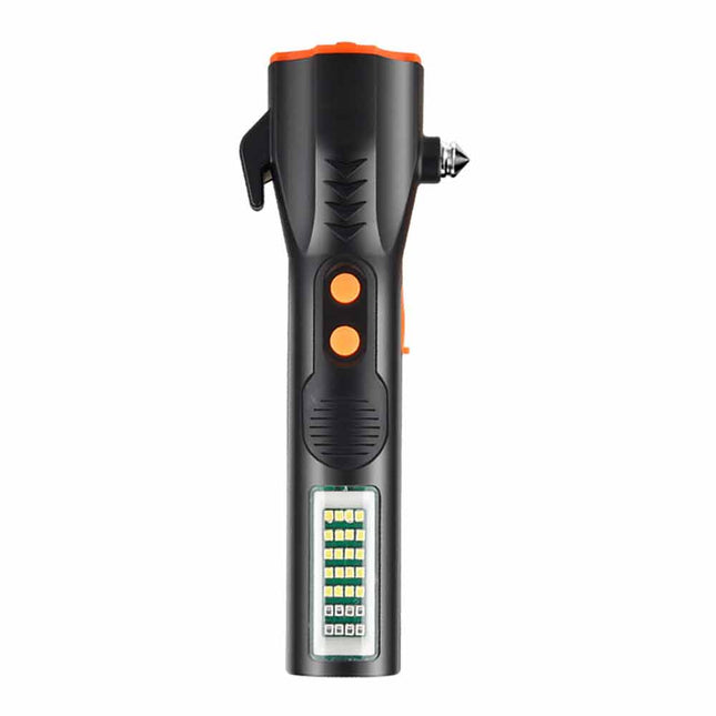 Emergency Torch Rechargeable Flashlight Black light With Magnet Safety Hammer