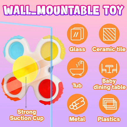 Baby Toys 3pcs Fidget Spinner Space Bath Spinner Space Suction Cup Fun Play Set