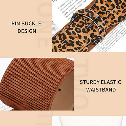 Women Ladies Faux Leather Wide Stretch Elastic Buckle Cinch Waist Wide Belt 85CM