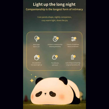 Panda Night Light for Kids Bedroom Cute Animal Silicone Nursery Night Lamp Touch
