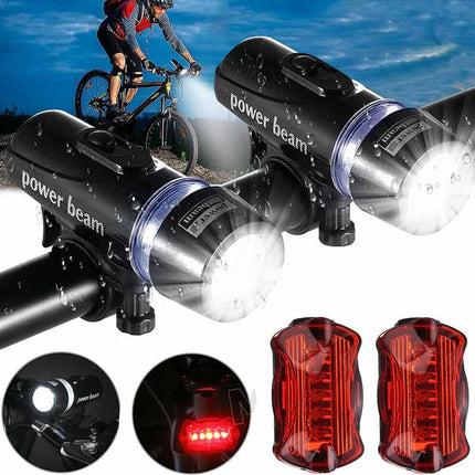 2X Front Rear Bike Light 5 LED Bicycle Tail Lights Waterproof Flashlight