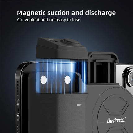 Clip Style Bluetooth Phone Camera Handle Grip, Portable Selfie Stabilizer with Remote Shutter