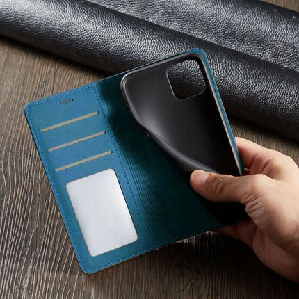Premium Leather Flip Magnetic Wallet Case Protective Cover for iPhone 17