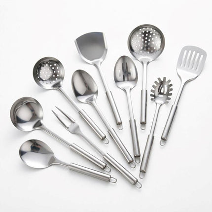 10PCS Stainless Steel Cookware Set with Cooking Utensils & Serving Spoons
