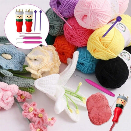 Wooden Spool Knitting Doll Set – 2-Piece French Knitting Tool Kit for Beginners