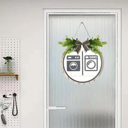 Wooden Laundry Room Hanging Wall Sign Washing Machine Plaque Decor for Bathroom Home